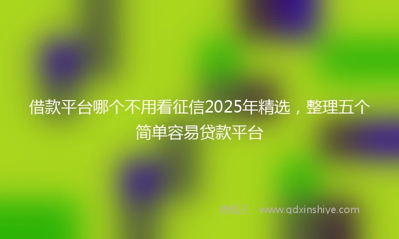 借款平台哪个不用看征信2025年精选，整理五个简单容易贷款平台