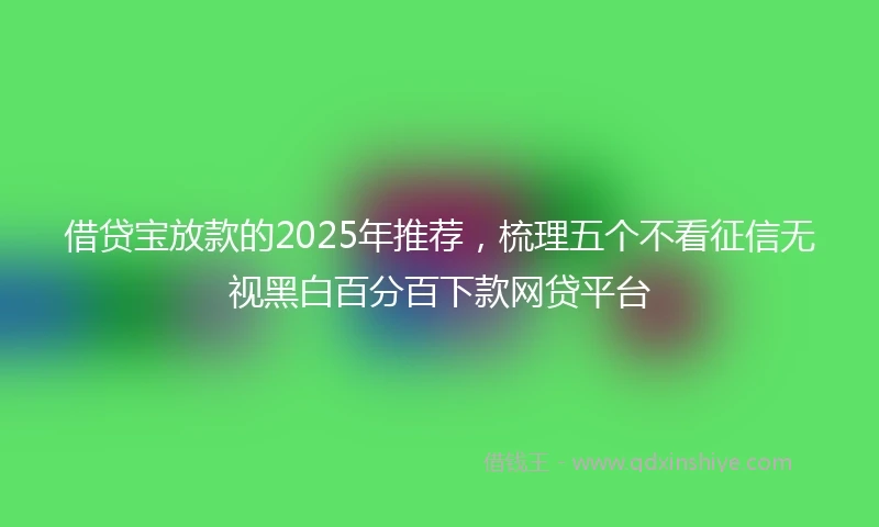 借贷宝放款的2025年推荐，梳理五个不看征信无视黑白百分百下款网贷平台