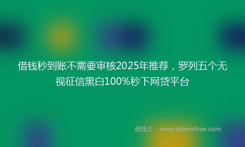 借钱秒到账不需要审核2025年推荐，罗列五个无视征信黑白100%秒下网贷平台