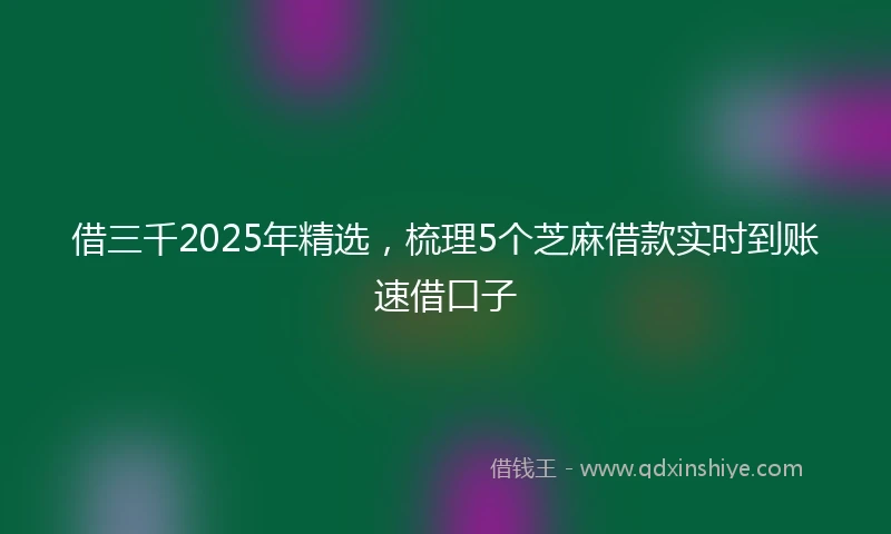 借三千2025年精选，梳理5个芝麻借款实时到账速借口子