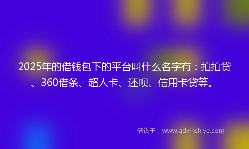 2025年的借钱包下的平台叫什么名字有：拍拍贷、360借条、超人卡、还呗、信用卡贷等。