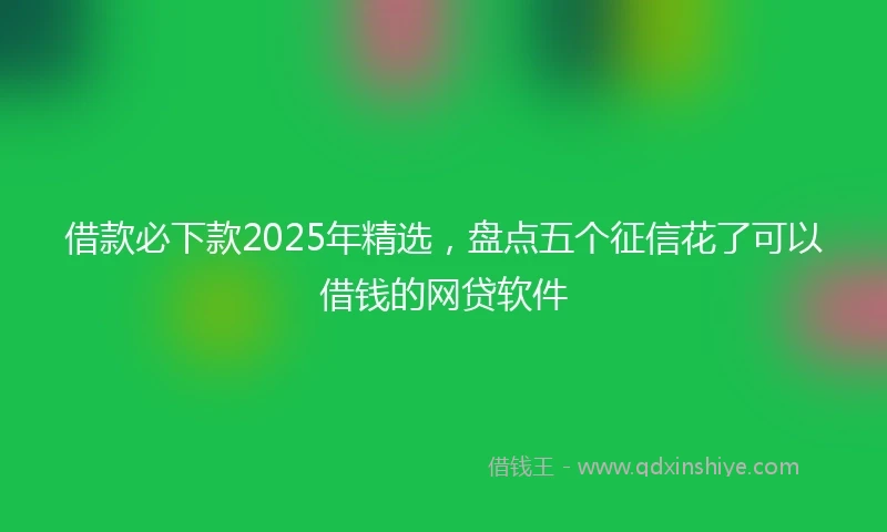 借款必下款2025年精选，盘点五个征信花了可以借钱的网贷软件