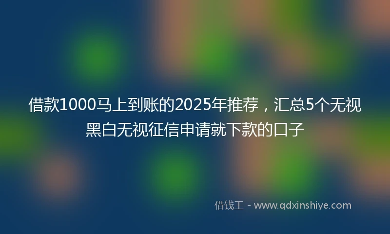 借款1000马上到账的2025年推荐，汇总5个无视黑白无视征信申请就下款的口子
