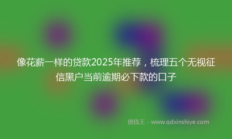 像花薪一样的贷款2025年推荐，梳理五个无视征信黑户当前逾期必下款的口子