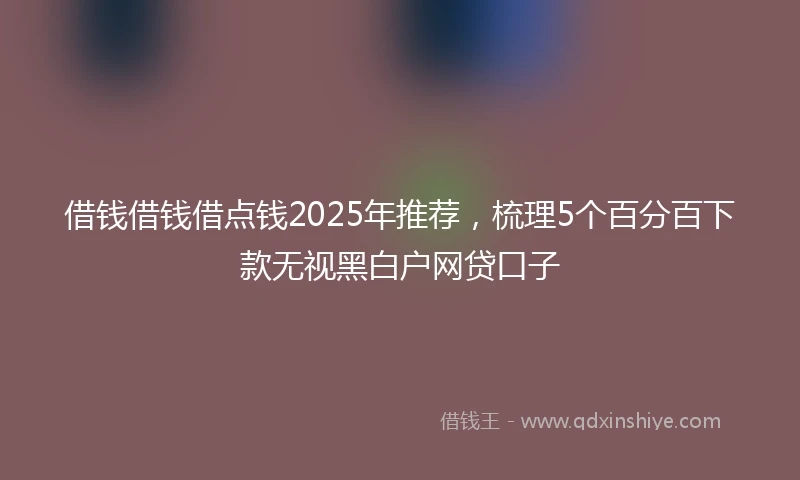 借钱借钱借点钱2025年推荐，梳理5个百分百下款无视黑白户网贷口子