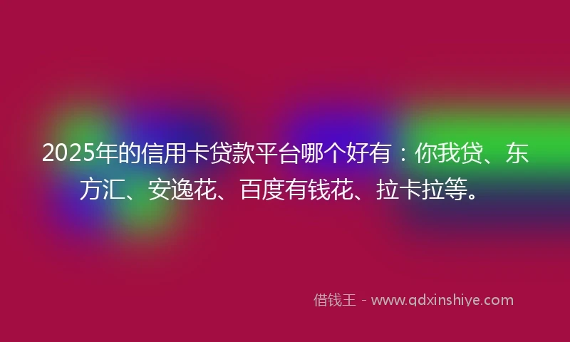 2025年的信用卡贷款平台哪个好有：你我贷、东方汇、安逸花、百度有钱花、拉卡拉等。