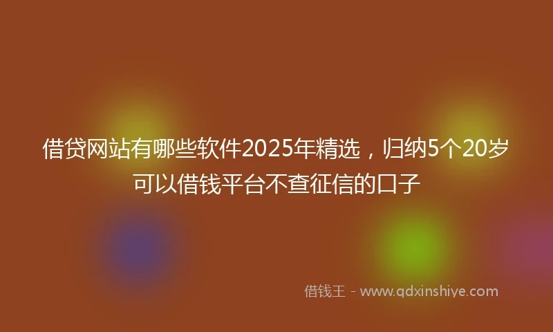 借贷网站有哪些软件2025年精选，归纳5个20岁可以借钱平台不查征信的口子