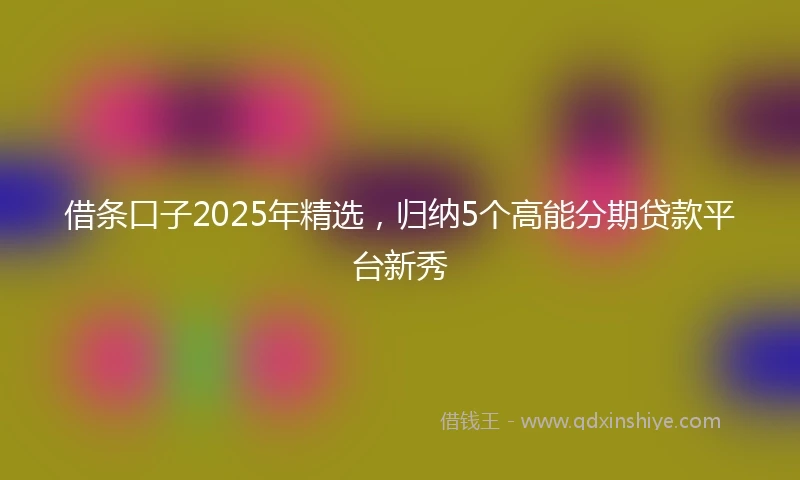 借条口子2025年精选，归纳5个高能分期贷款平台新秀