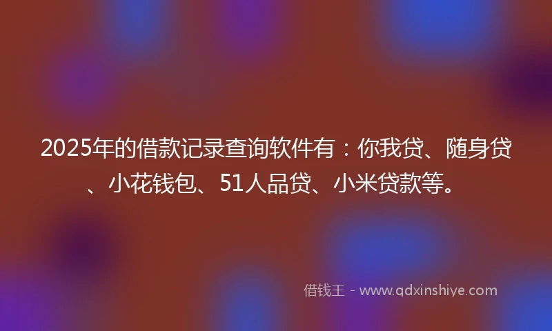 2025年的借款记录查询软件有：你我贷、随身贷、小花钱包、51人品贷、小米贷款等。