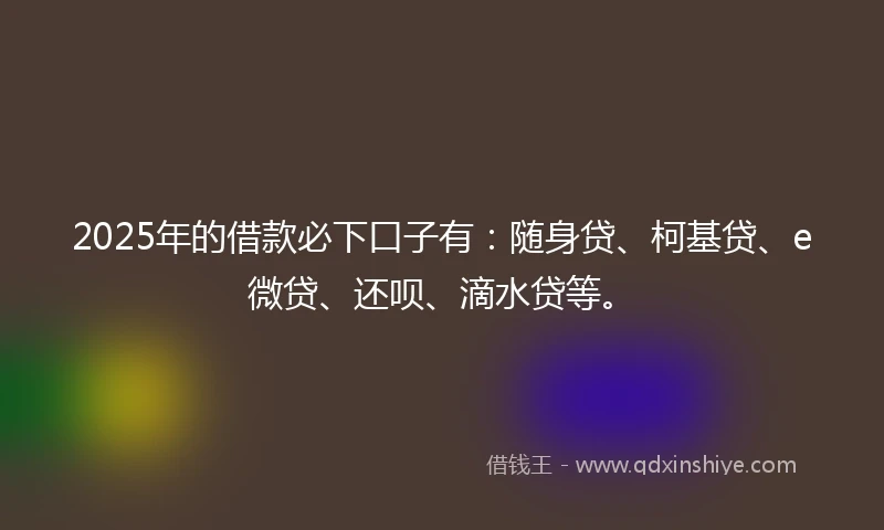 2025年的借款必下口子有：随身贷、柯基贷、e微贷、还呗、滴水贷等。