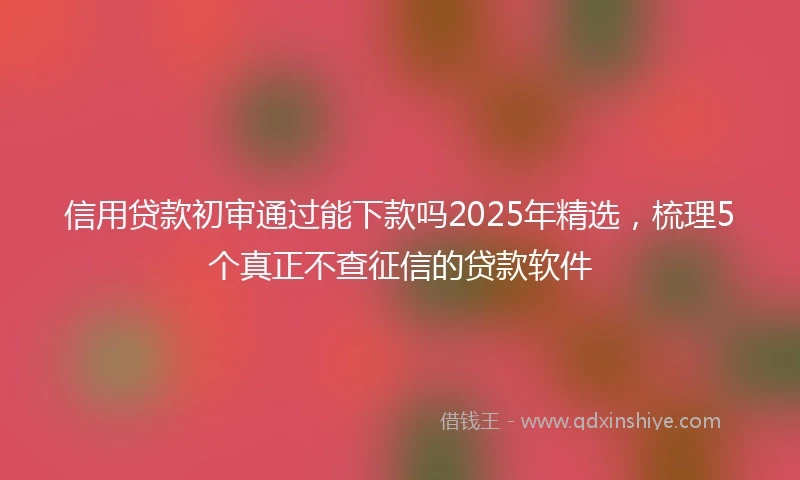 信用贷款初审通过能下款吗2025年精选，梳理5个真正不查征信的贷款软件