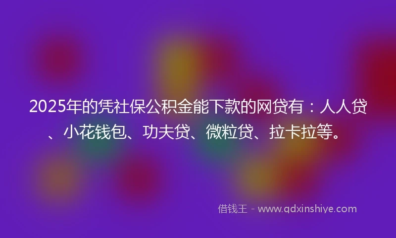 2025年的凭社保公积金能下款的网贷有：人人贷、小花钱包、功夫贷、微粒贷、拉卡拉等。