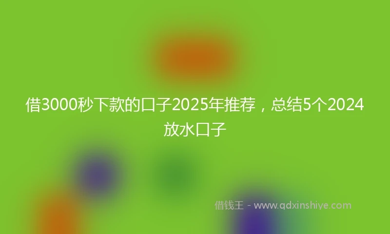 借3000秒下款的口子2025年推荐，总结5个2024放水口子