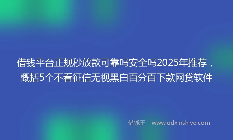 借钱平台正规秒放款可靠吗安全吗2025年推荐，概括5个不看征信无视黑白百分百下款网贷软件