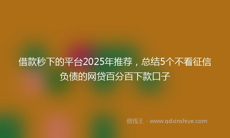 借款秒下的平台2025年推荐，总结5个不看征信负债的网贷百分百下款口子