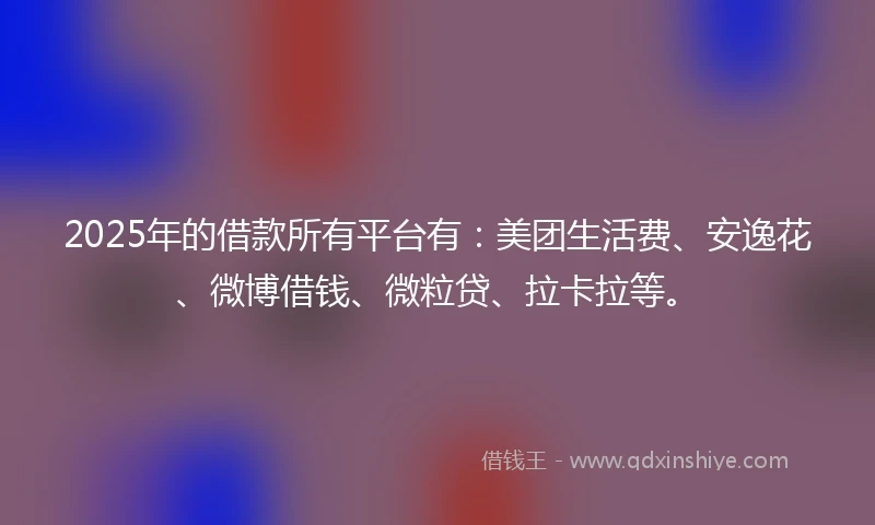 2025年的借款所有平台有：美团生活费、安逸花、微博借钱、微粒贷、拉卡拉等。