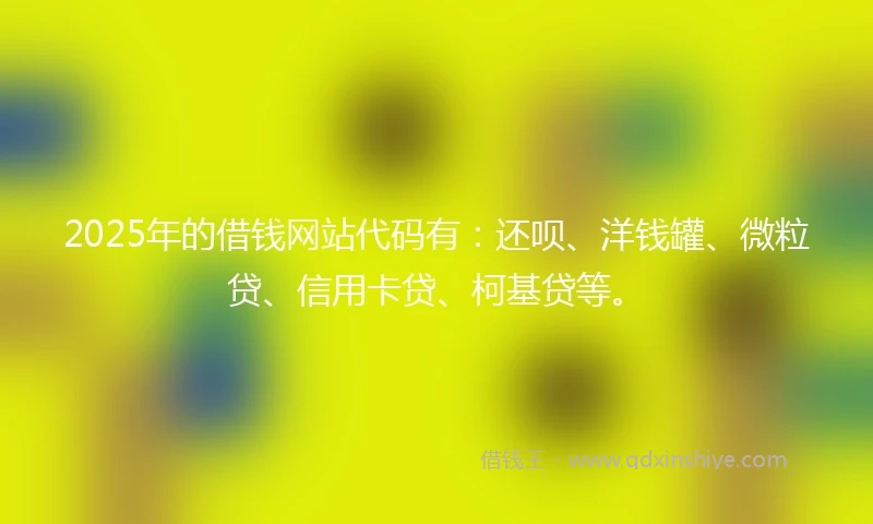 2025年的借钱网站代码有：还呗、洋钱罐、微粒贷、信用卡贷、柯基贷等。