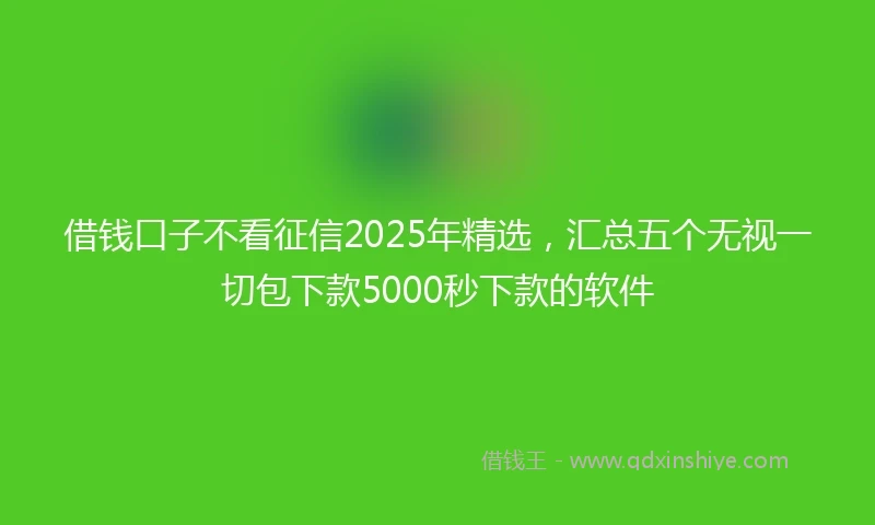 借钱口子不看征信2025年精选，汇总五个无视一切包下款5000秒下款的软件