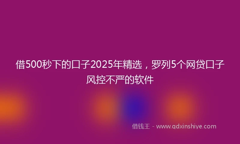 借500秒下的口子2025年精选，罗列5个网贷口子风控不严的软件
