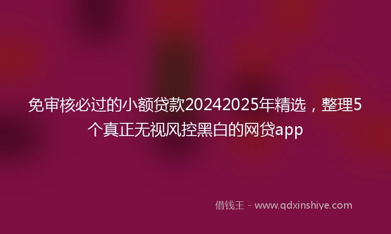 免审核必过的小额贷款20242025年精选，整理5个真正无视风控黑白的网贷app