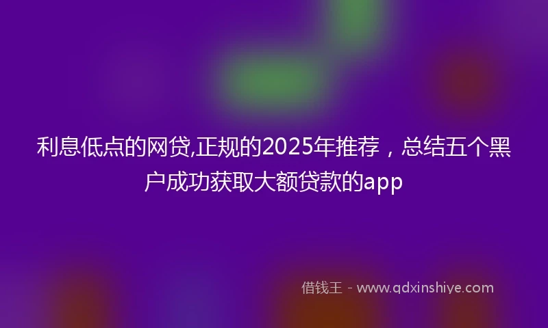 利息低点的网贷,正规的2025年推荐，总结五个黑户成功获取大额贷款的app