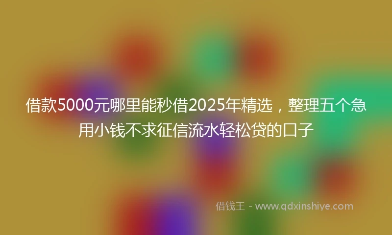 借款5000元哪里能秒借2025年精选，整理五个急用小钱不求征信流水轻松贷的口子