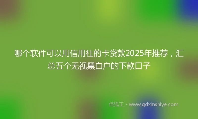 哪个软件可以用信用社的卡贷款2025年推荐，汇总五个无视黑白户的下款口子