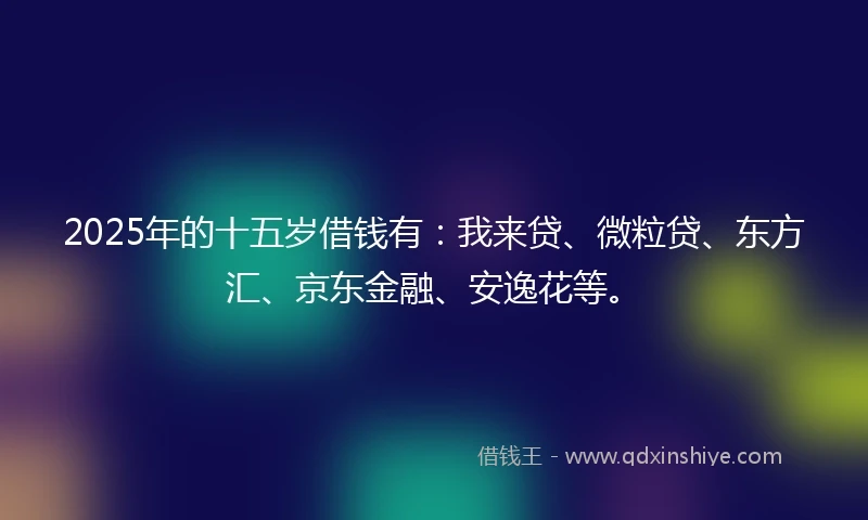 2025年的十五岁借钱有：我来贷、微粒贷、东方汇、京东金融、安逸花等。