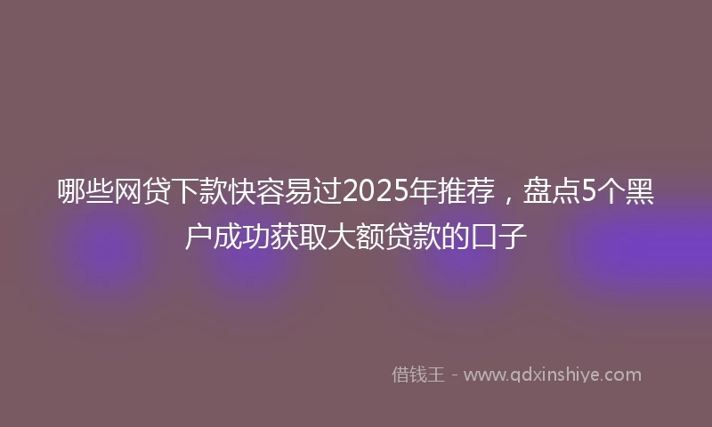 哪些网贷下款快容易过2025年推荐，盘点5个黑户成功获取大额贷款的口子