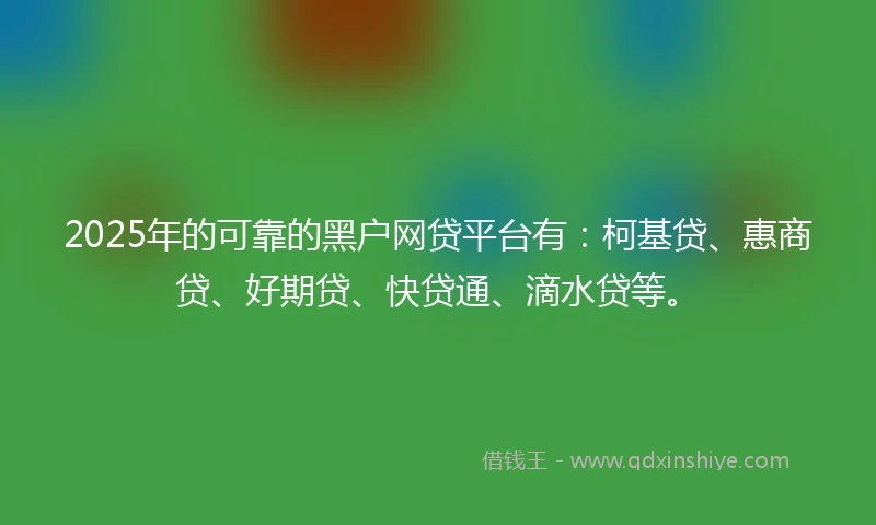 2025年的可靠的黑户网贷平台有：柯基贷、惠商贷、好期贷、快贷通、滴水贷等。