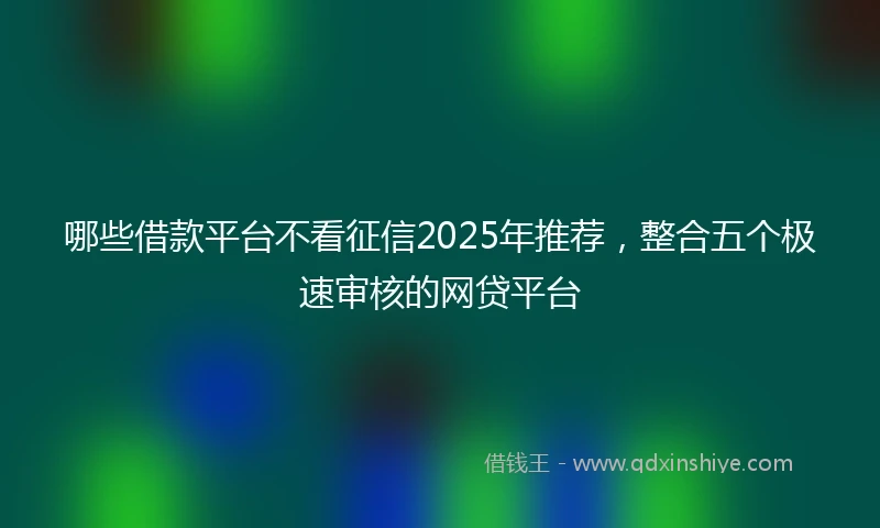 哪些借款平台不看征信2025年推荐，整合五个极速审核的网贷平台