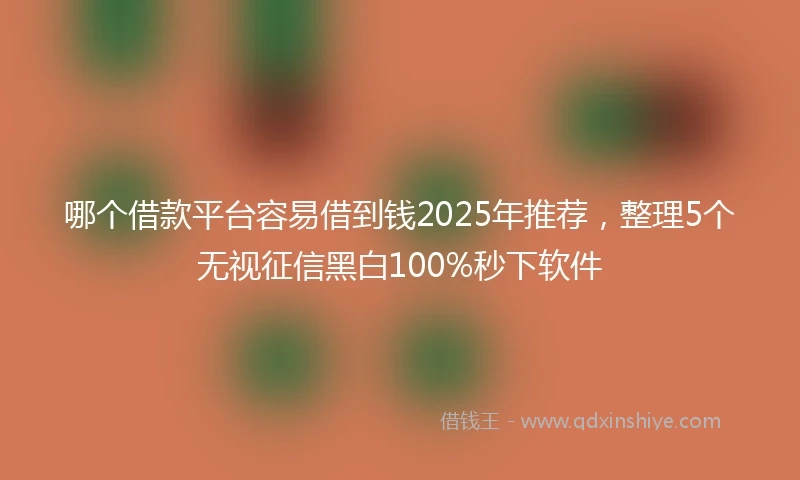 哪个借款平台容易借到钱2025年推荐，整理5个无视征信黑白100%秒下软件