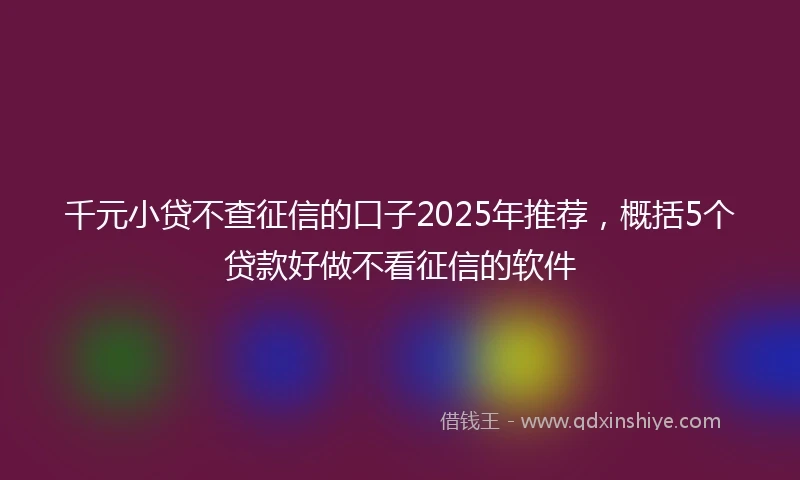 千元小贷不查征信的口子2025年推荐，概括5个贷款好做不看征信的软件