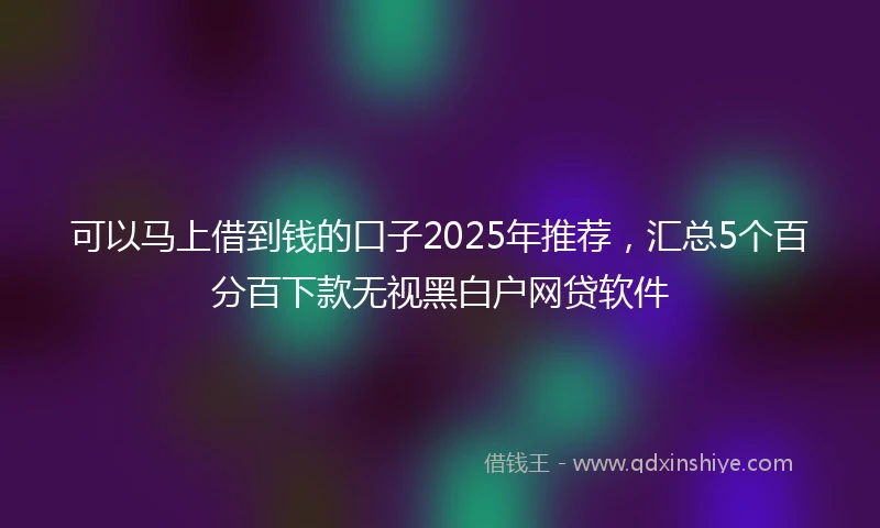 可以马上借到钱的口子2025年推荐,汇总5个百分百下款无视黑白户网贷软件