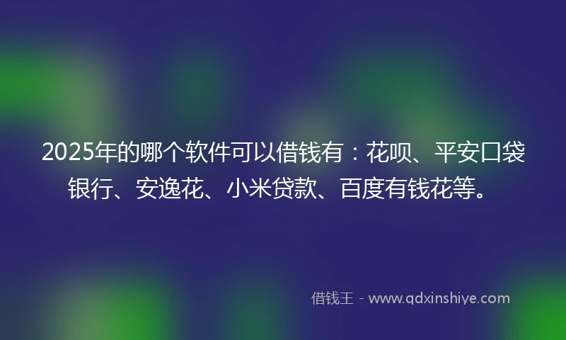 2025年的哪个软件可以借钱有：花呗、平安口袋银行、安逸花、小米贷款、百度有钱花等。
