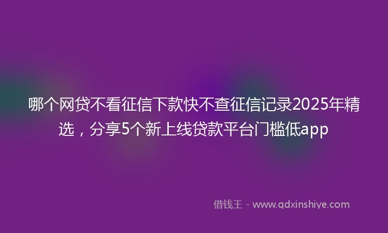 哪个网贷不看征信下款快不查征信记录2025年精选，分享5个新上线贷款平台门槛低app