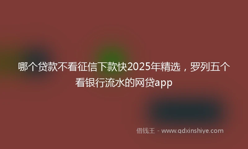 哪个贷款不看征信下款快2025年精选，罗列五个看银行流水的网贷app