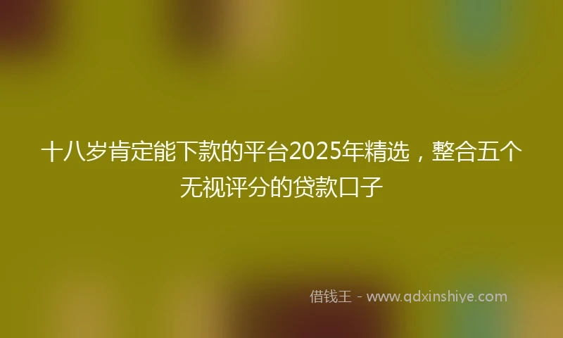 十八岁肯定能下款的平台2025年精选，整合五个无视评分的贷款口子