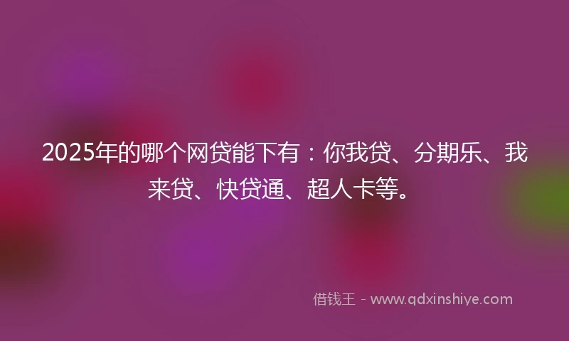 2025年的哪个网贷能下有：你我贷、分期乐、我来贷、快贷通、超人卡等。
