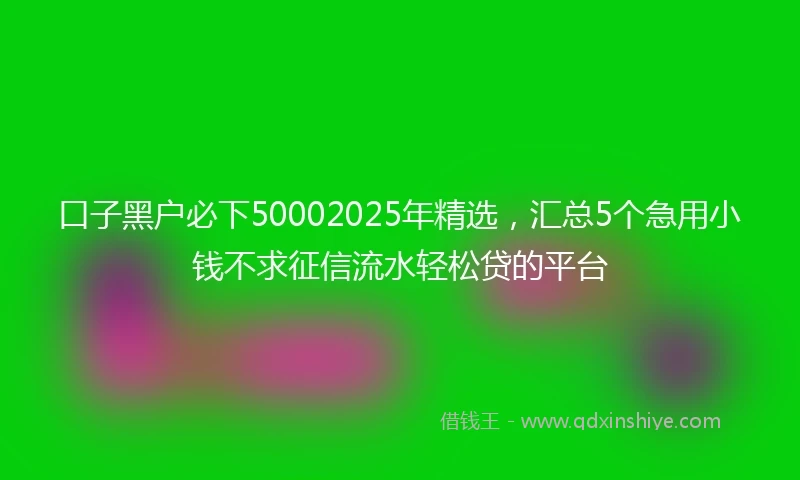 口子黑户必下50002025年精选，汇总5个急用小钱不求征信流水轻松贷的平台