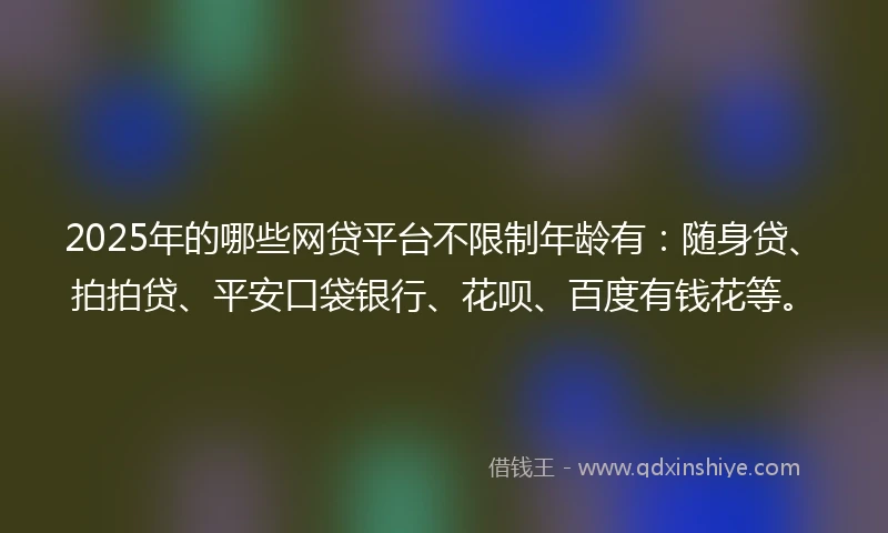 2025年的哪些网贷平台不限制年龄有：随身贷、拍拍贷、平安口袋银行、花呗、百度有钱花等。