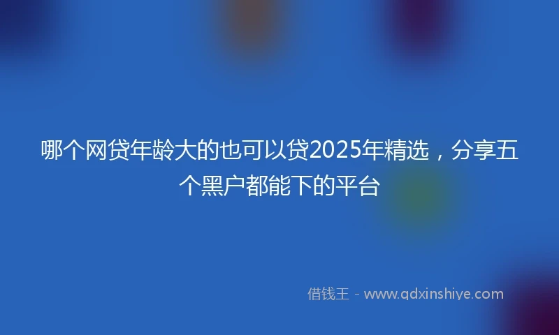 哪个网贷年龄大的也可以贷2025年精选,分享五个黑户都能下的平台