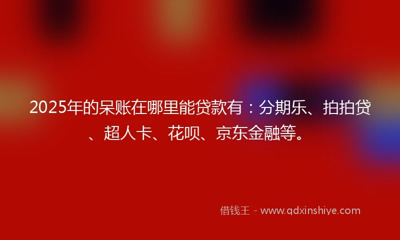 2025年的呆账在哪里能贷款有：分期乐、拍拍贷、超人卡、花呗、京东金融等。