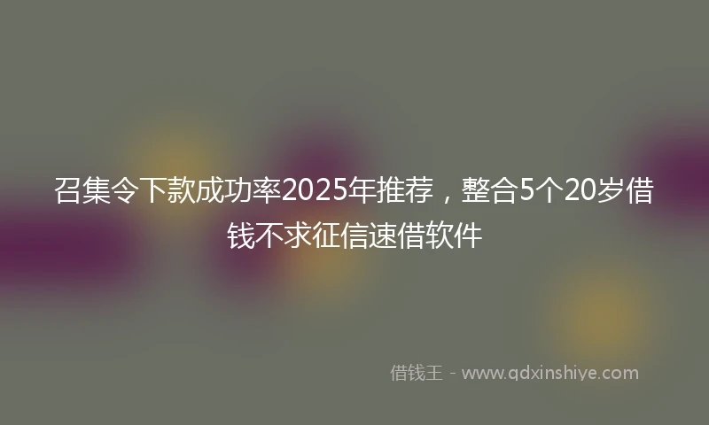 召集令下款成功率2025年推荐，整合5个20岁借钱不求征信速借软件