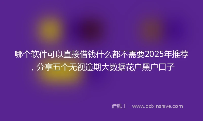 哪个软件可以直接借钱什么都不需要2025年推荐，分享五个无视逾期大数据花户黑户口子