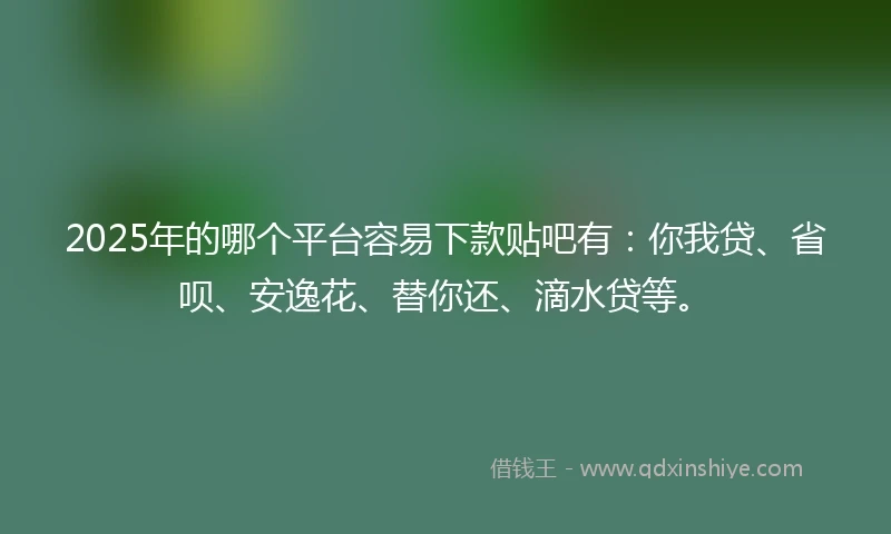 2025年的哪个平台容易下款贴吧有：你我贷、省呗、安逸花、替你还、滴水贷等。