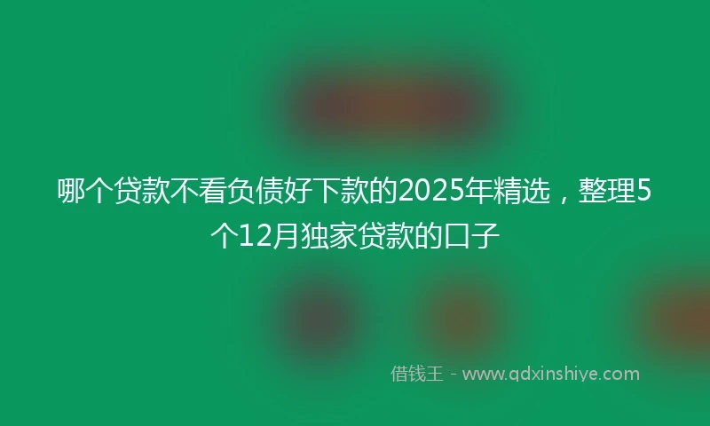 哪个贷款不看负债好下款的2025年精选，整理5个12月独家贷款的口子