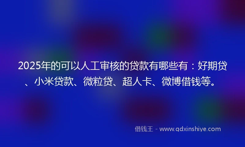 2025年的可以人工审核的贷款有哪些有：好期贷、小米贷款、微粒贷、超人卡、微博借钱等。