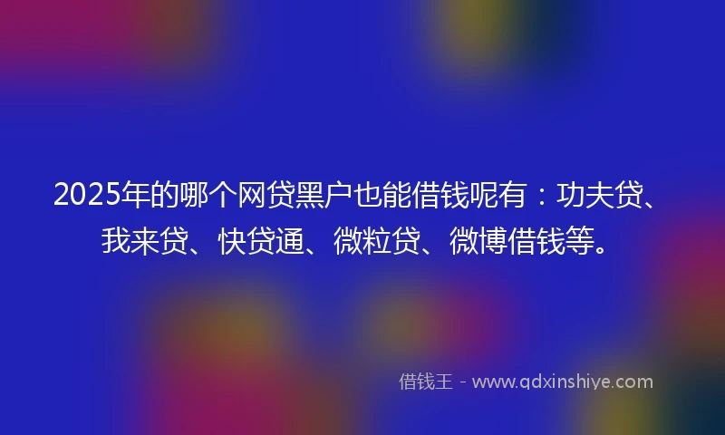 2025年的哪个网贷黑户也能借钱呢有：功夫贷、我来贷、快贷通、微粒贷、微博借钱等。