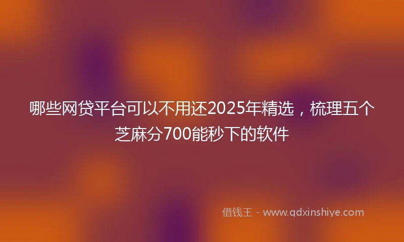哪些网贷平台可以不用还2025年精选，梳理五个芝麻分700能秒下的软件